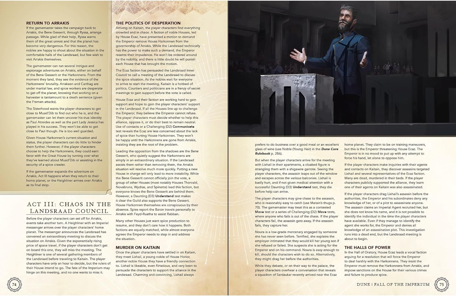 Modiphius Entertainment: Dune: Fall of The Imperium - Hardcover Campaign RPG Book, Full Color 144 Pgs, Tabletop Role Playing Game, Officially Licensed