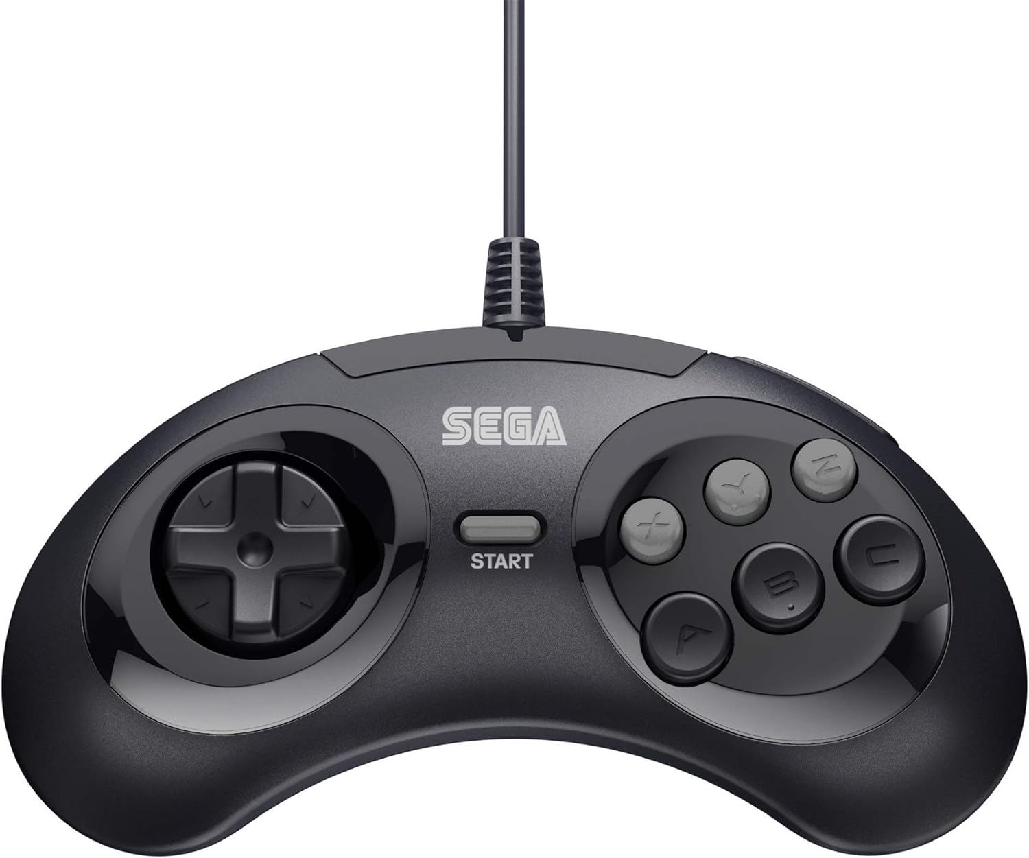 Retro-Bit Official Sega Genesis USB Controller 6-Button Arcade Pad for Sega Genesis Mini, PS3, PC, Mac, Steam, Switch - USB Port - (Black