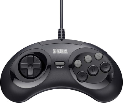 Retro-Bit Official Sega Genesis USB Controller 6-Button Arcade Pad for Sega Genesis Mini, PS3, PC, Mac, Steam, Switch - USB Port - (Black
