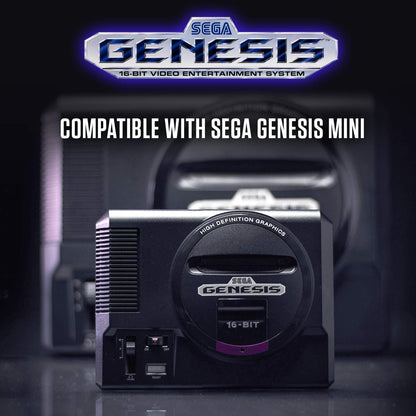 Retro-Bit Official Sega Genesis USB Controller 6-Button Arcade Pad for Sega Genesis Mini, PS3, PC, Mac, Steam, Switch - USB Port - (Black