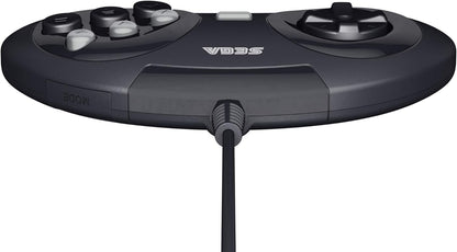 Retro-Bit Official Sega Genesis USB Controller 6-Button Arcade Pad for Sega Genesis Mini, PS3, PC, Mac, Steam, Switch - USB Port - (Black
