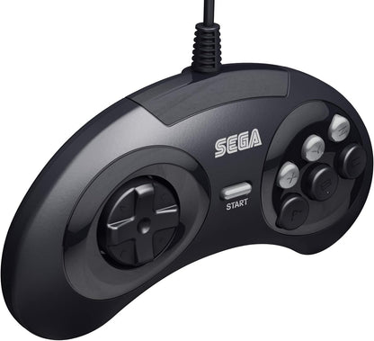 Retro-Bit Official Sega Genesis USB Controller 6-Button Arcade Pad for Sega Genesis Mini, PS3, PC, Mac, Steam, Switch - USB Port - (Black