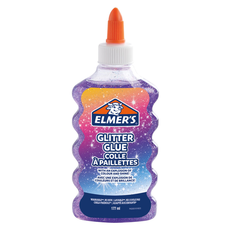 Elmer's PVA Glitter Glue | Purple | 177 mL | Washable & Kid Friendly | Great for Arts & Crafts Projects 1 pack Liquid Glue purple