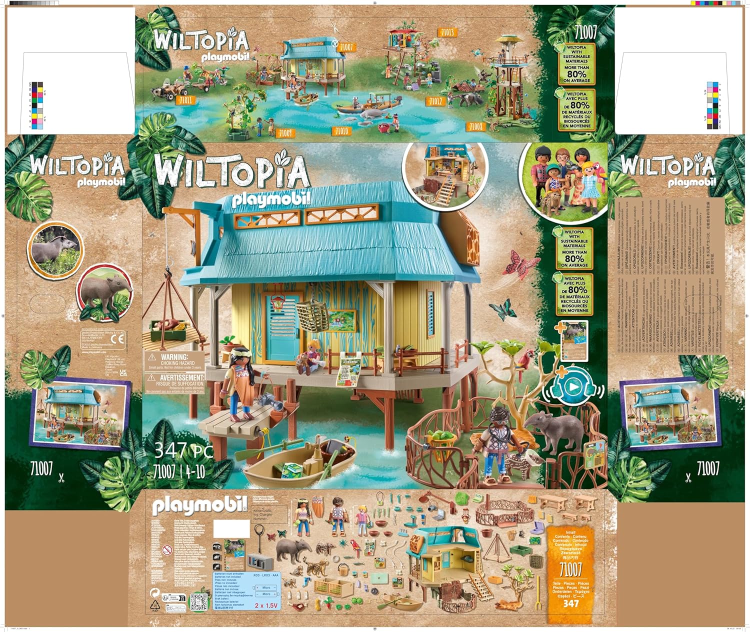 Playmobil 71007 Wiltopia Animal Care Station with Light Effects, collectable and educational animal toy for kids, sustainable toy, fun imaginative role play, playsets suitable for children ages 4+