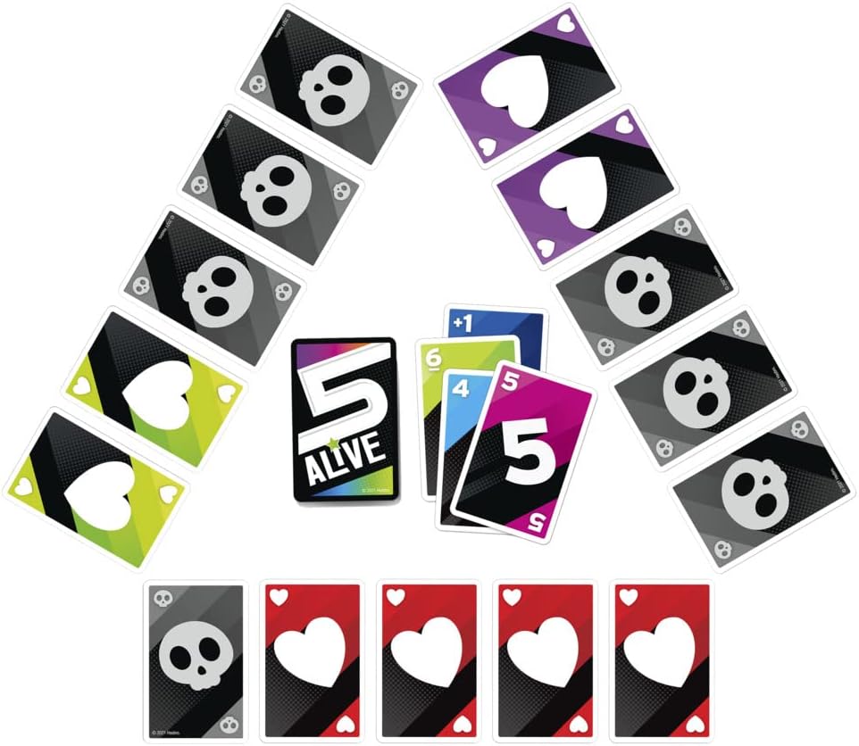 Hasbro Gaming 5 Alive, Fast-Paced Game Kids And Families, Family Quick Card Games 2 To 6 Players, Multicolor