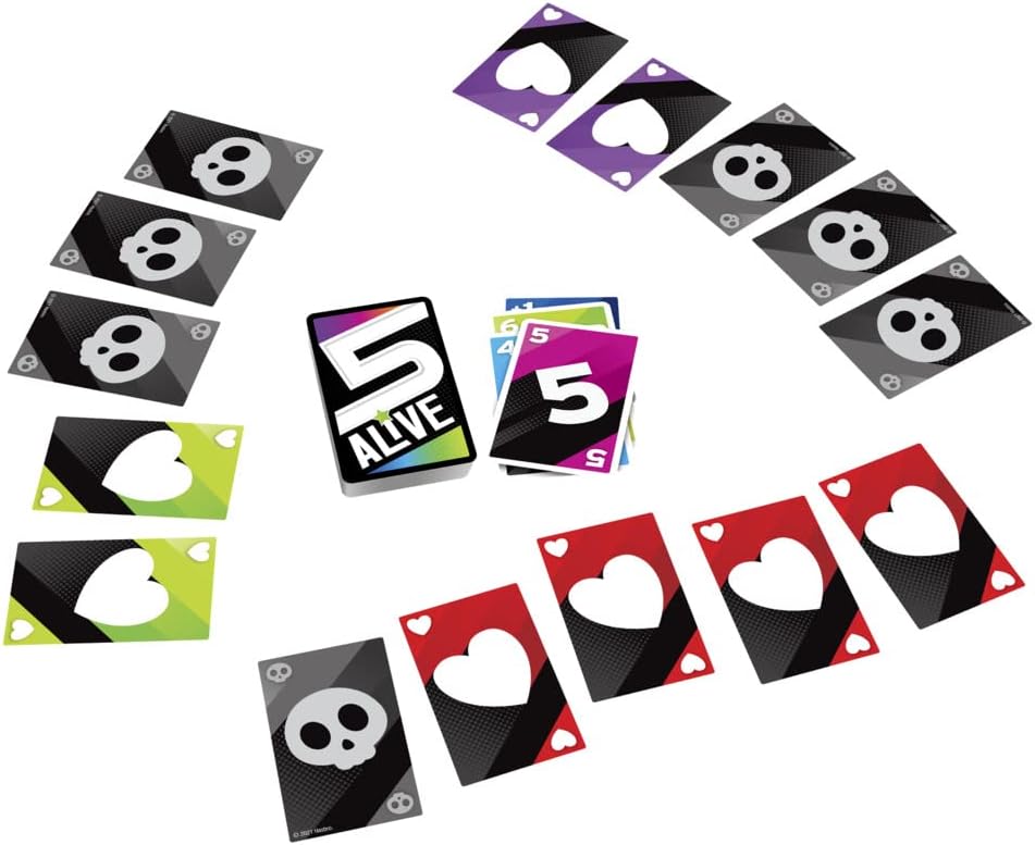 Hasbro Gaming 5 Alive, Fast-Paced Game Kids And Families, Family Quick Card Games 2 To 6 Players, Multicolor
