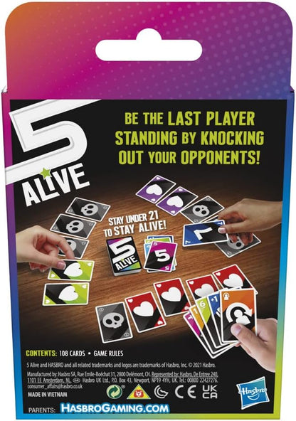 Hasbro Gaming 5 Alive, Fast-Paced Game Kids And Families, Family Quick Card Games 2 To 6 Players, Multicolor