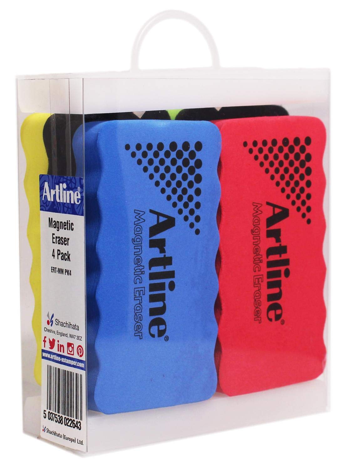 Artline Magnetic Whiteboard Eraser - Assorted (Pack of 4