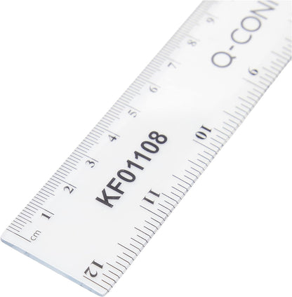 Q-Connect Ruler Shatterproof 300mm Clear (Inches on one side and cm/mm on the other