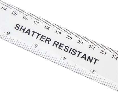 Q-Connect Ruler Shatterproof 300mm Clear (Inches on one side and cm/mm on the other