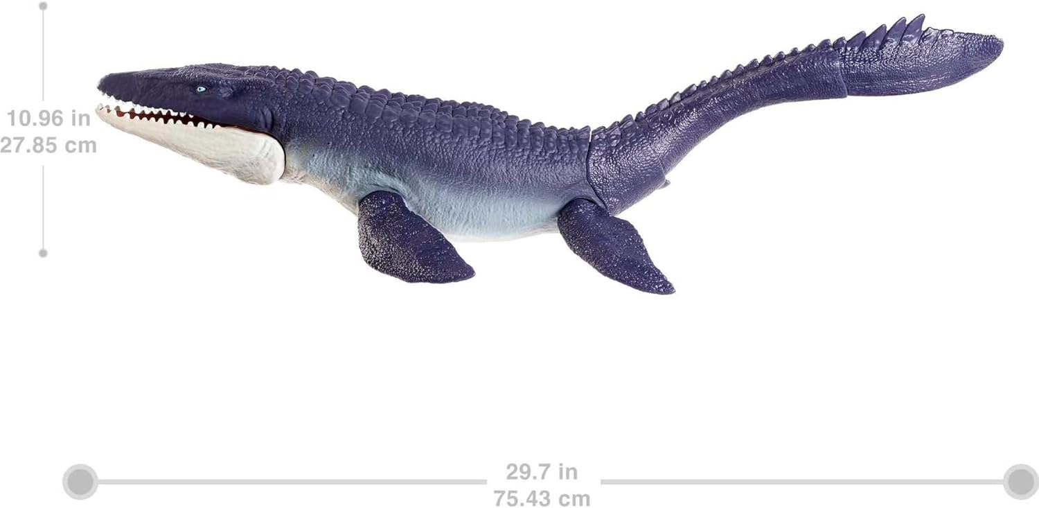 Jurassic World: Dominion Mosasaurus Dinosaur Action Figure 29 inches Long, Movable Joints, Physical & Digital Play, Toy Ages 4 Years & Older