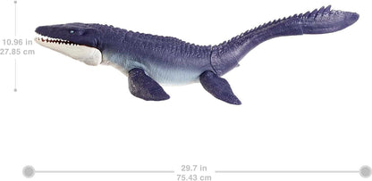 Jurassic World: Dominion Mosasaurus Dinosaur Action Figure 29 inches Long, Movable Joints, Physical & Digital Play, Toy Ages 4 Years & Older