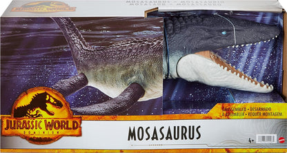 Jurassic World: Dominion Mosasaurus Dinosaur Action Figure 29 inches Long, Movable Joints, Physical & Digital Play, Toy Ages 4 Years & Older