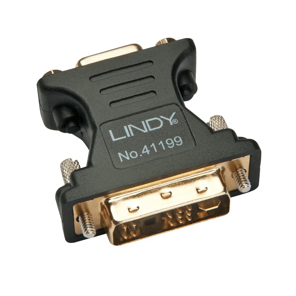Lindy 41199 adaptador de cable VGA DVI-I Negro, Oro - Adaptador para cable (VGA, DVI-I, Hembra/Hembra, Negro, Oro