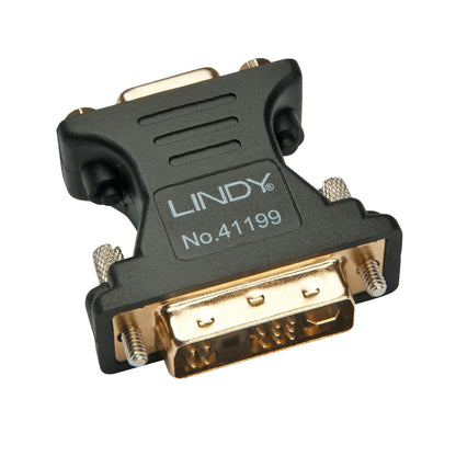 Lindy 41199 adaptador de cable VGA DVI-I Negro, Oro - Adaptador para cable (VGA, DVI-I, Hembra/Hembra, Negro, Oro