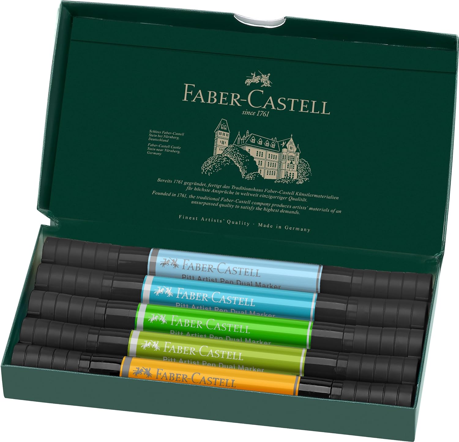 Faber-Castell Pitt Artist Pen Dual Marker, Dieren Portemonnee van 5, Gekleurde Marker Pennen, Tekening, Thuiskantoor, Kunst, Kleurplaten
