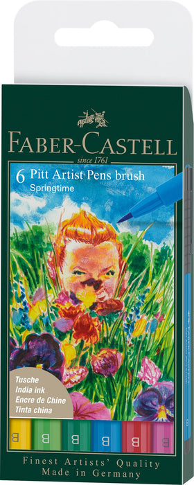 Faber-Castell PITT Artist Brush India Inktpen, portemonnee van 6 - Springtime Multi 167177