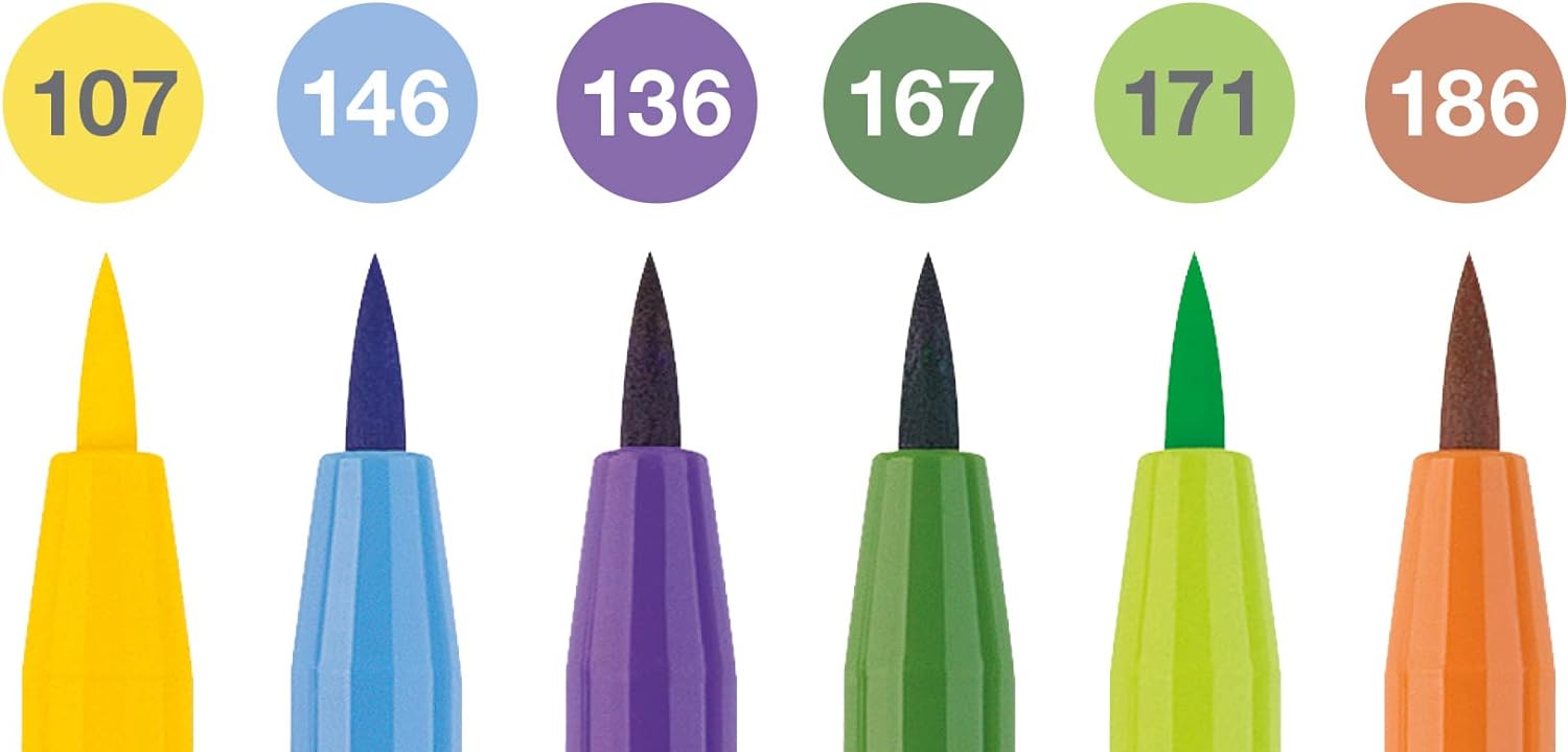 Faber-Castell 167178 - Penna Pitt Artist Pen, Summer vibes, B, confezione da 6 pz. Summer vibes Set di 6