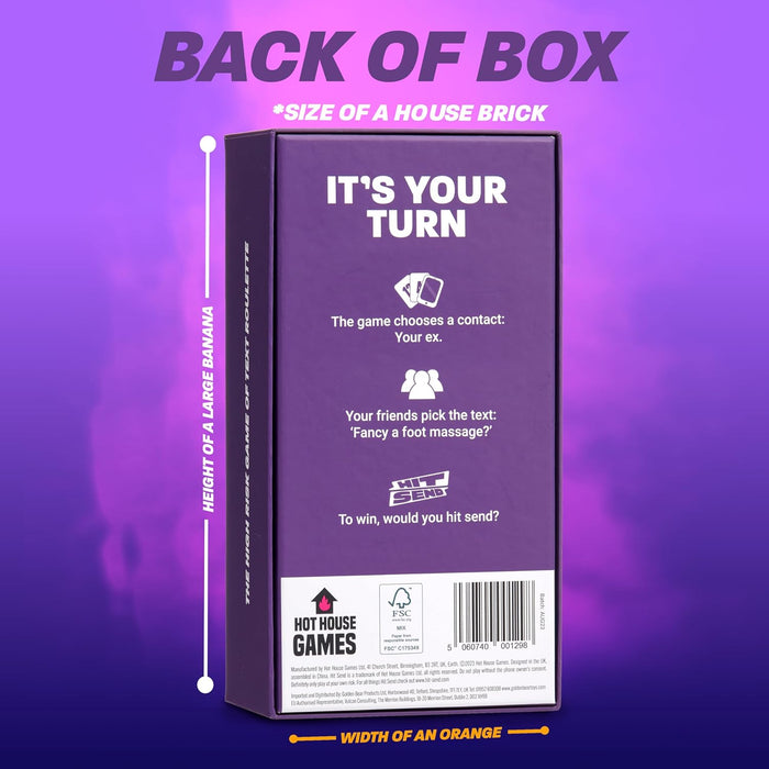 Hit Send from The Sidemen, Ultimatives Partyspiel, Fordern Sie Freunde mit lustigen Botschaften heraus, gewagter Spaß und unvorhersehbare Ergebnisse, 300 Karten enthalten