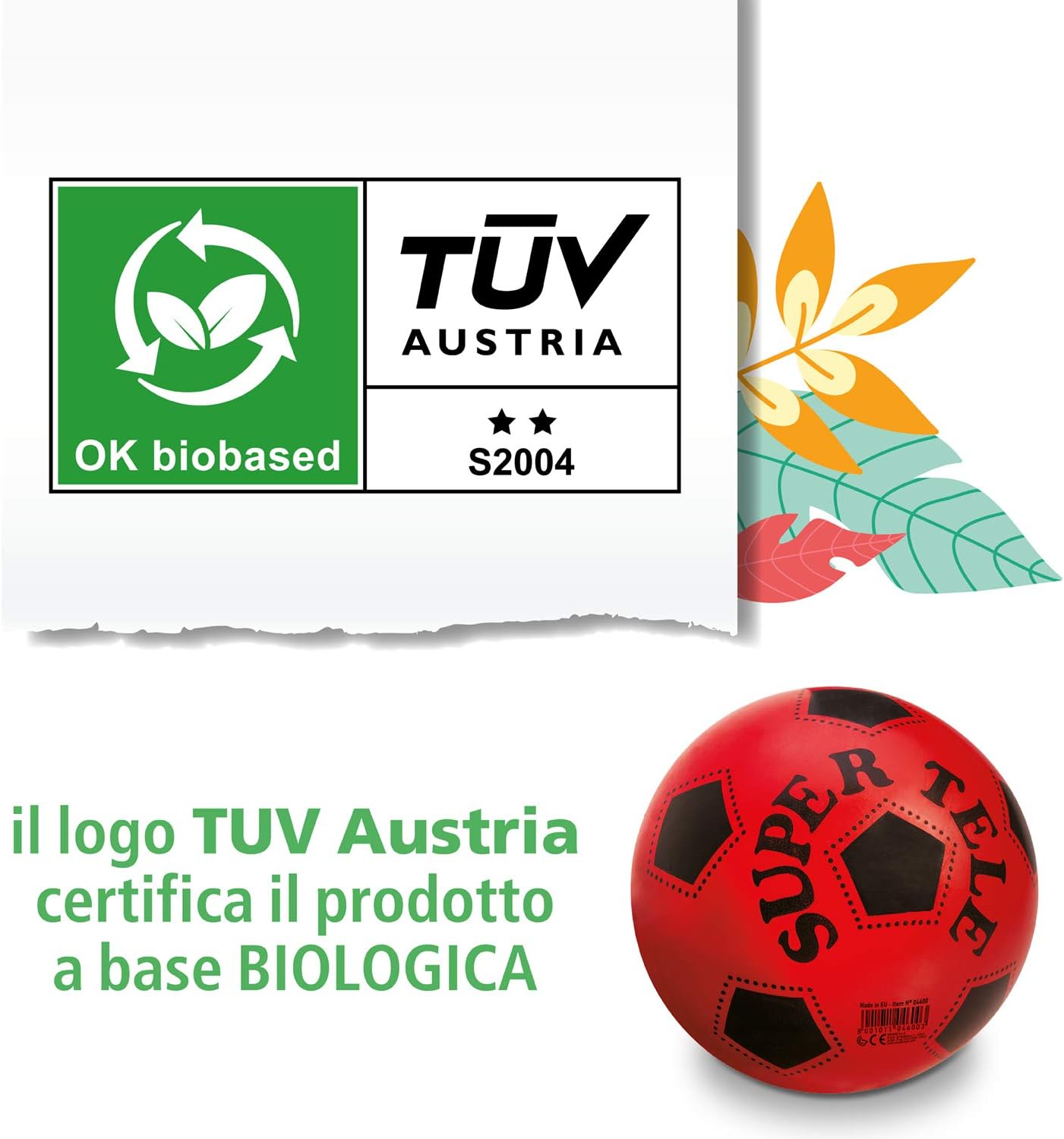 Mondo Speelgoed - Super Tele Bio Baby Ball-Diverse kleuren-Bioball-04600, Veelkleurig, 5, 04600 - 1 stuk