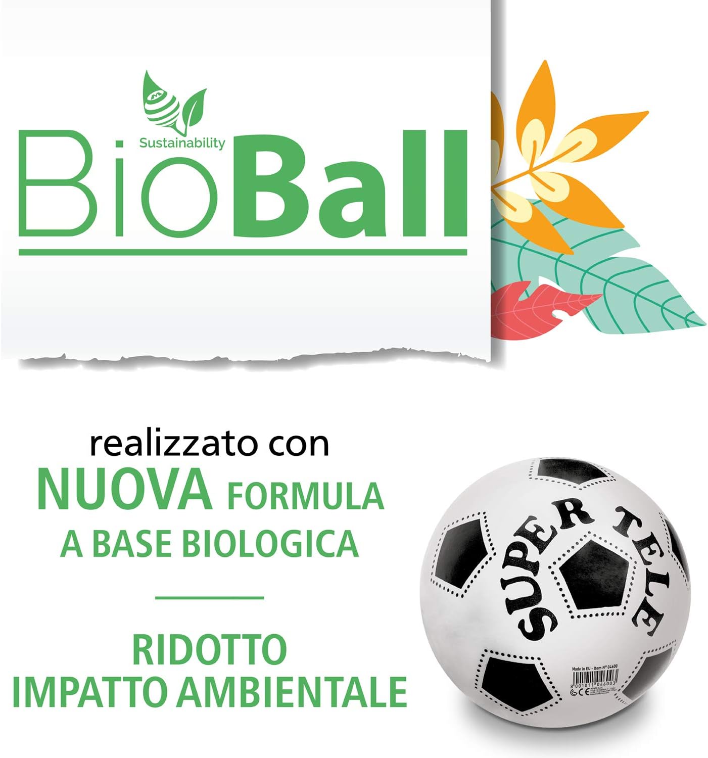 Mondo Speelgoed - Super Tele Bio Baby Ball-Diverse kleuren-Bioball-04600, Veelkleurig, 5, 04600 - 1 stuk