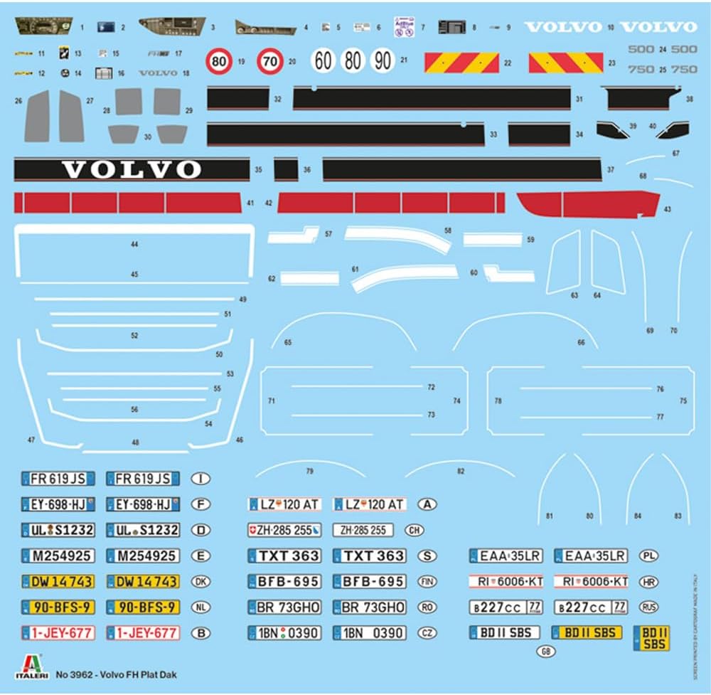 ITALERI 3962 Volvo FH Plat Dak Making, Foot Model, kit 1:24, Truck, Molded Color