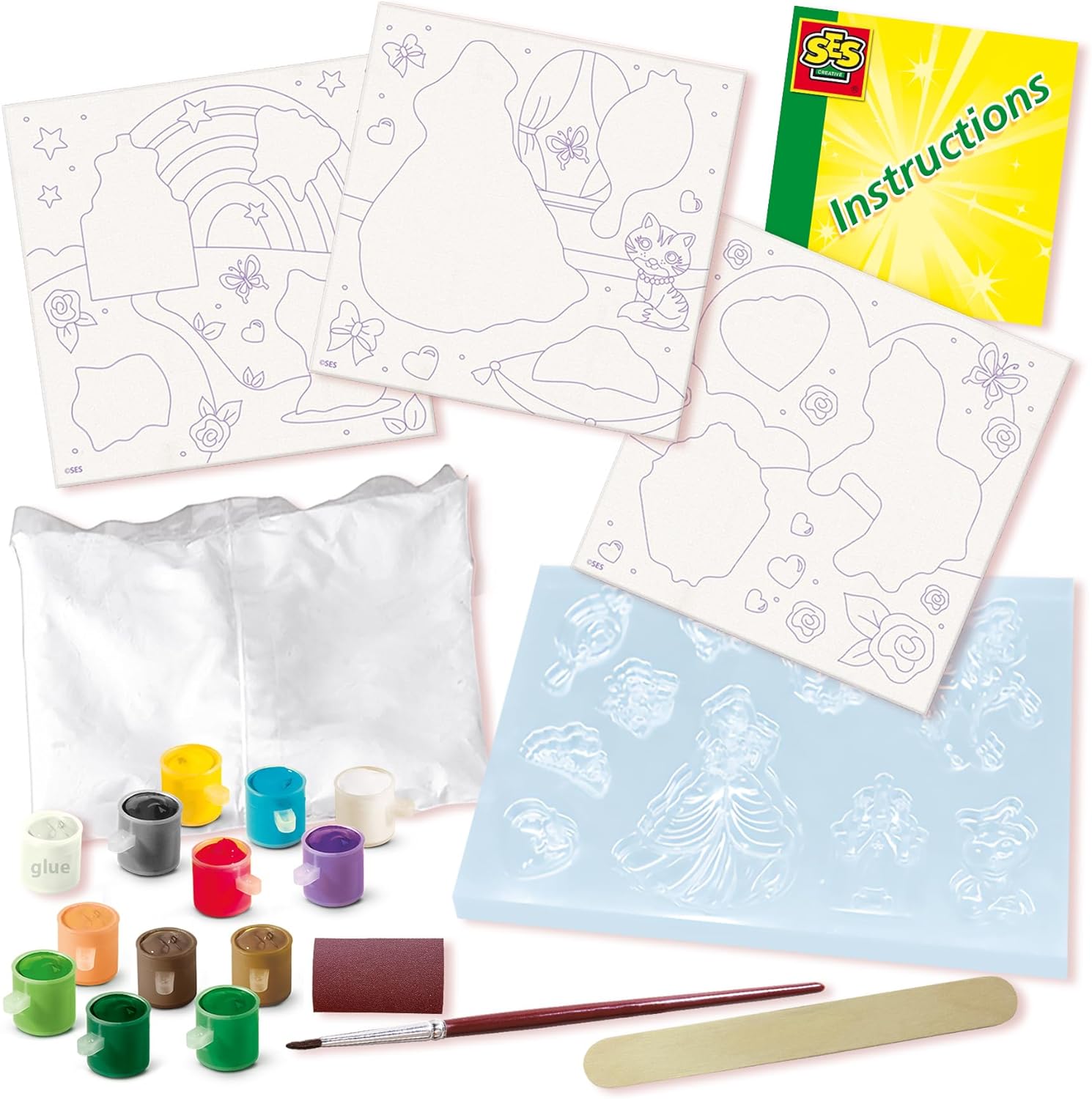 SES Creative 01349 Casting Canvases to Paint Princesses 3X, Yellow
