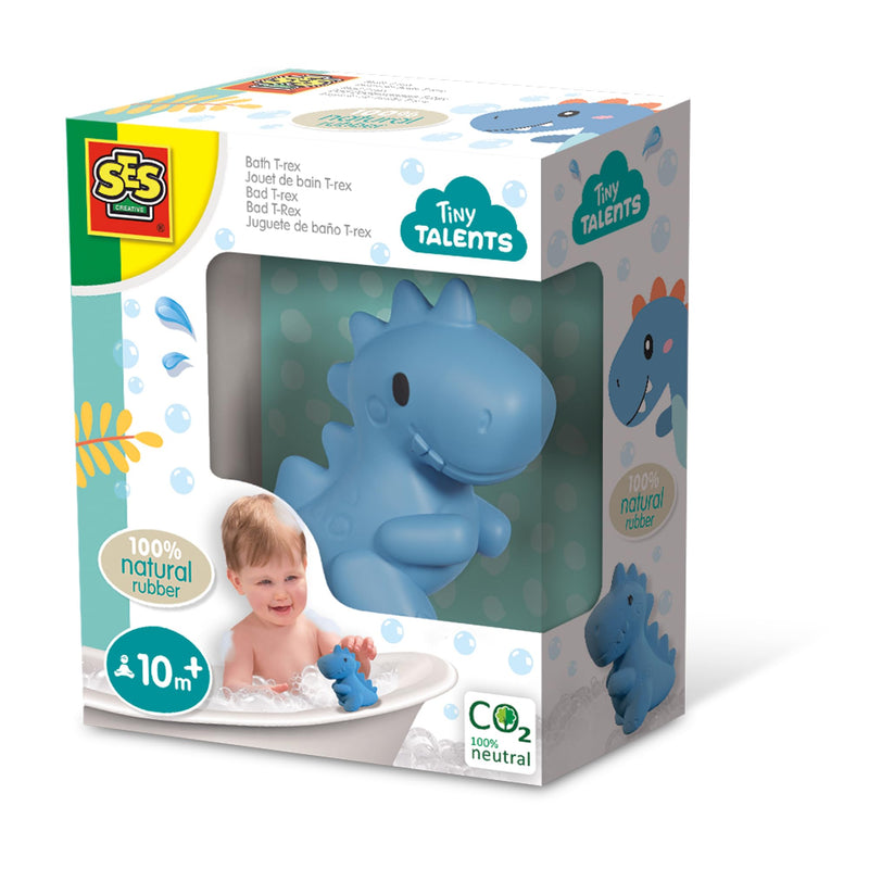 SES Creative - Juguete de baño T-rex-100% caucho natural, 13211, amarillo