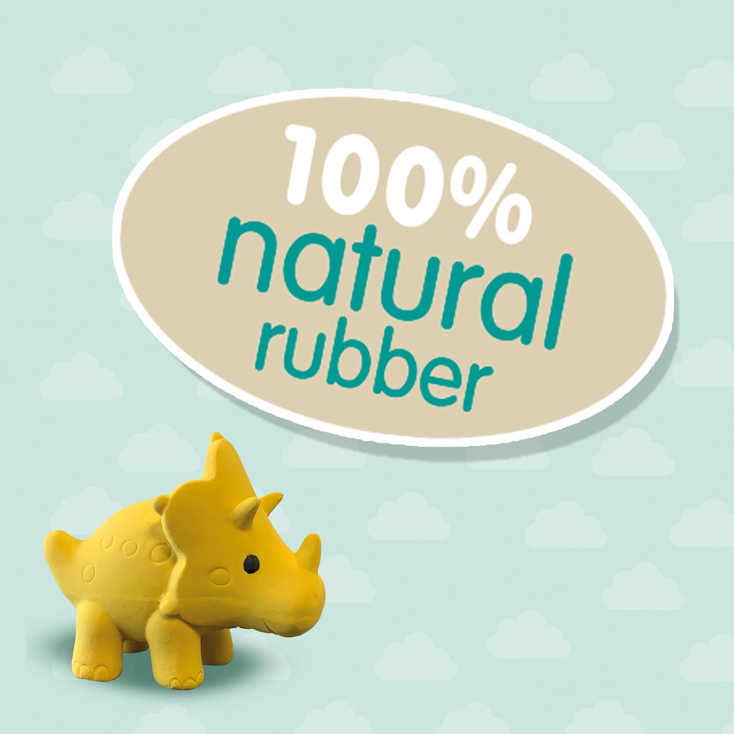 SES Creative 13212 Bath Triceratops-100% Natural Rubber, Yellow, Small