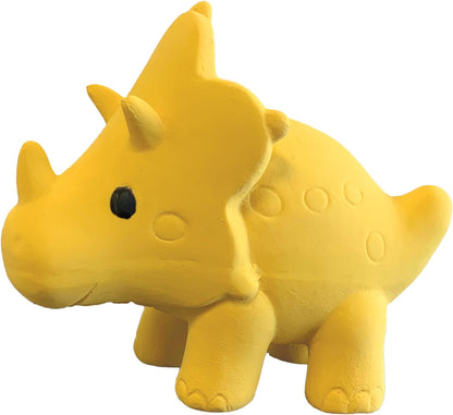 SES Creative 13212 Bath Triceratops-100% Natural Rubber, Yellow, Small