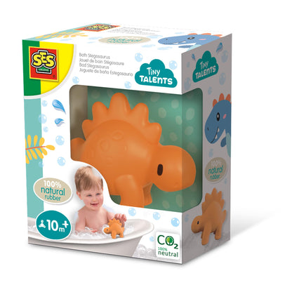 SES Creative 13213 Bath Stegosaurus-100% Natural Rubber, Yellow, Small