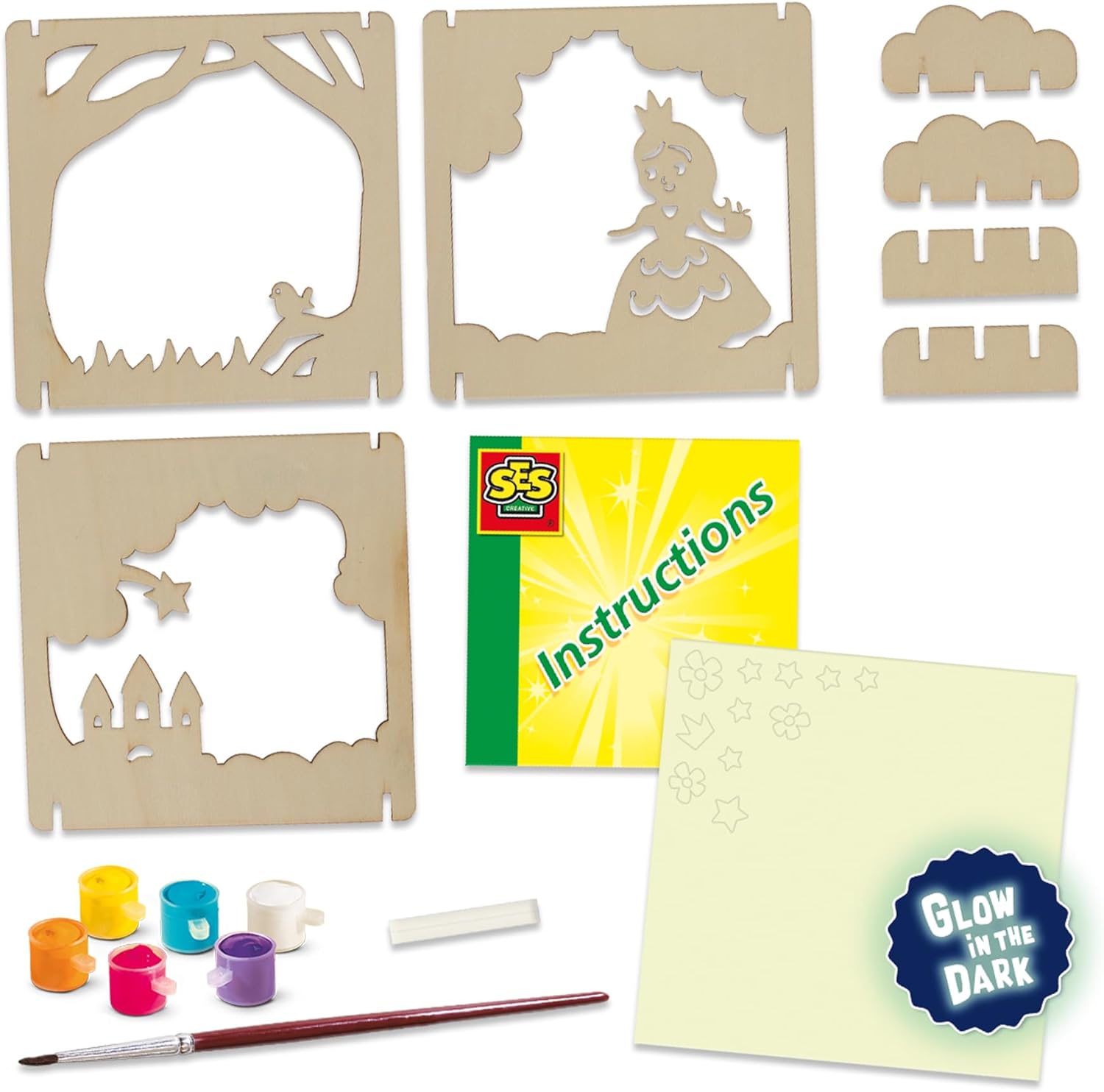 SES Creative 14137 Fairytale Shadow Box (Glow in The Dark), Yellow