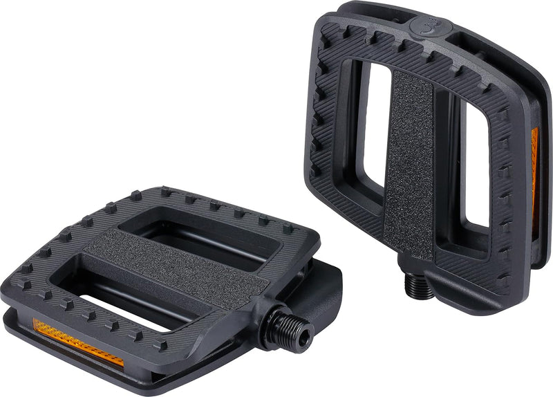 BBB Cycling ErgoBase - Pedales de Bicicleta ergonómicos de Plataforma Grande | Adecuado para Bicicletas urbanas, de Carga y eléctricas | BPD-47, Color Negro