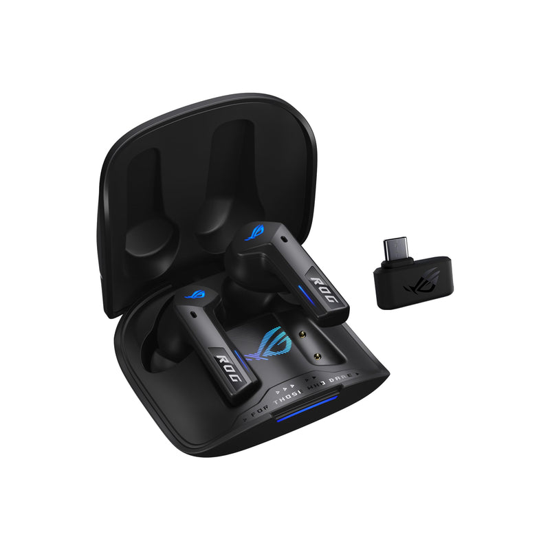 ASUS ROG Cetra True Wireless Speednova Cuffie Gaming Senza Fili, Tecnologia Wireless ROG SpeedNova, Audio 24 bit 96 kHz, Microfoni IA a Conduzione Ossea, ANC, Fino a 46 Ore di Autonomia, Nero