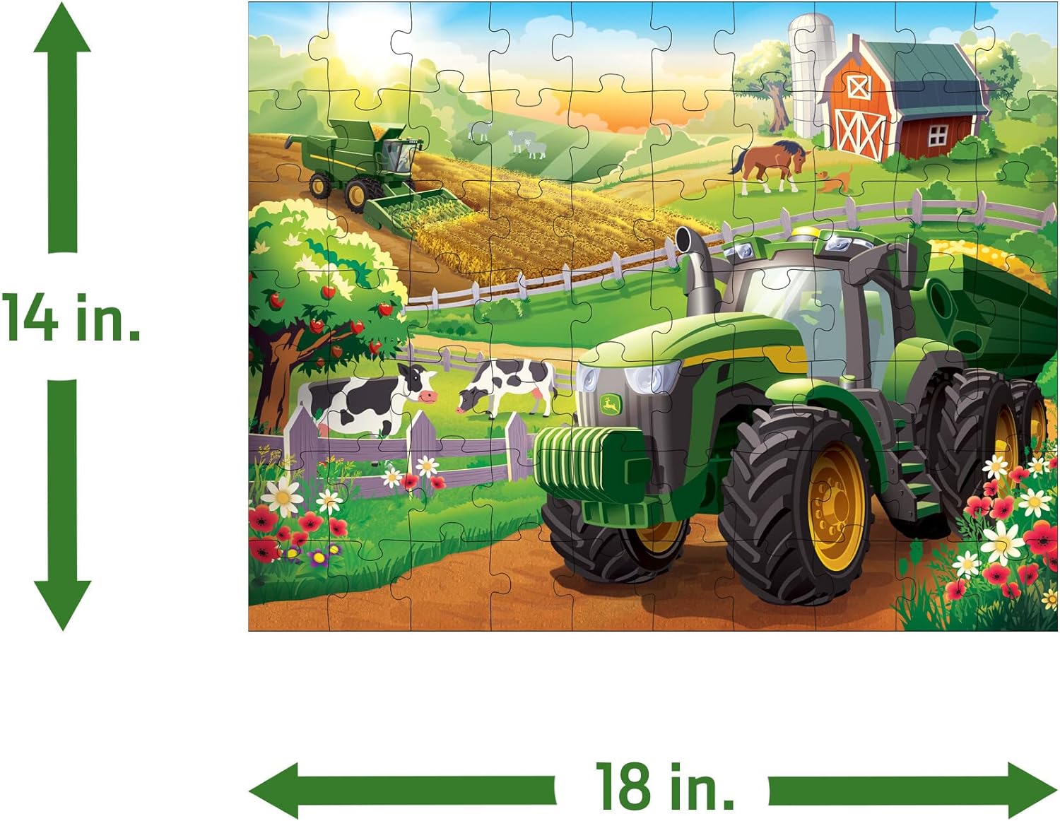 John Deere Kids Jigsaw Puzzle Box with 70 Heavy Duty Pieces - Farm Animals and Tractor Toy Puzzle Set - Educational Jigsaw Puzzles for 4 Year Olds and Above - Relaxing Family Jigsaw Board Game