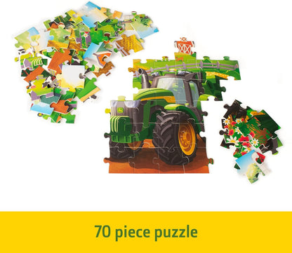 John Deere Kids Jigsaw Puzzle Box with 70 Heavy Duty Pieces - Farm Animals and Tractor Toy Puzzle Set - Educational Jigsaw Puzzles for 4 Year Olds and Above - Relaxing Family Jigsaw Board Game