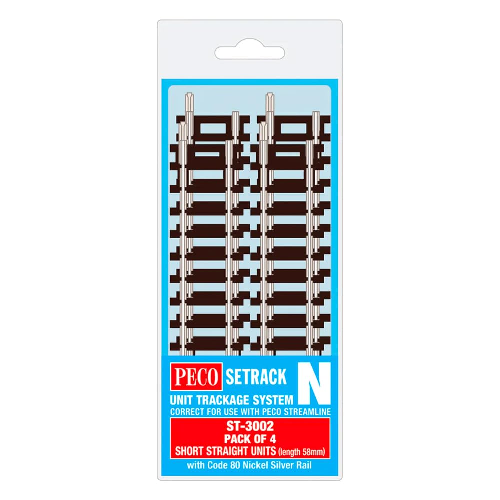 Peco ST-3002 Setrack Short Straight Track 58mm (4