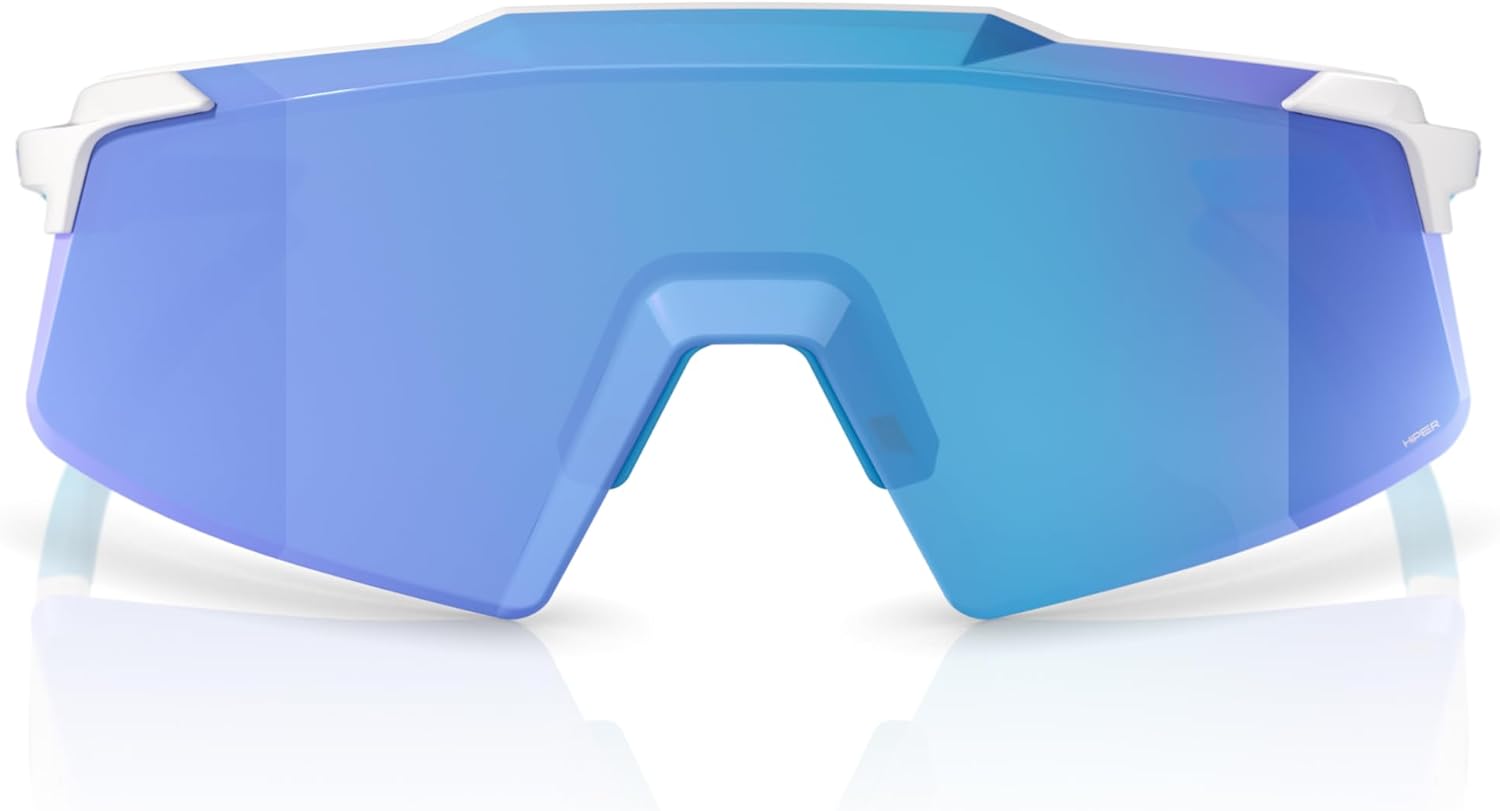 100% Aerocraft Glasses - Matte White / HiPER Blue Mirror Lens