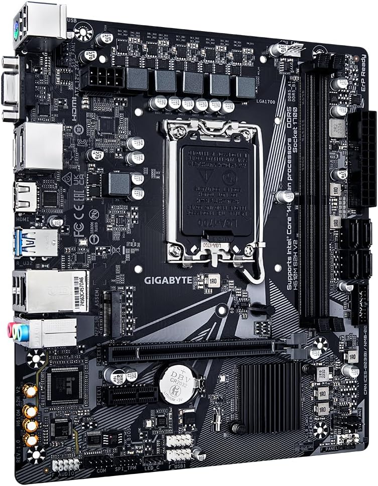 Gigabyte H610M S2H V2 Motherboard - Supports Intel Core 14th CPUs, 4+1+1 Hybrid Phases Digital VRM, up to 5600MHz DDR5, 1xPCIe 3.0 M.2, GbE LAN, USB 3.2 Gen 1