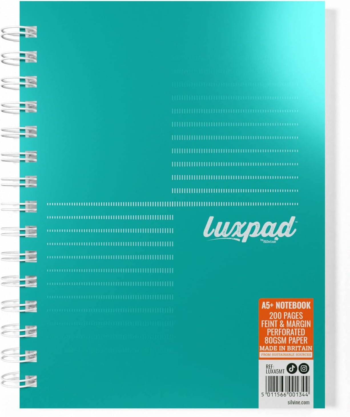 Luxpad Lot de 3 cahiers à spirales A5+ FSC ligné 200 pages