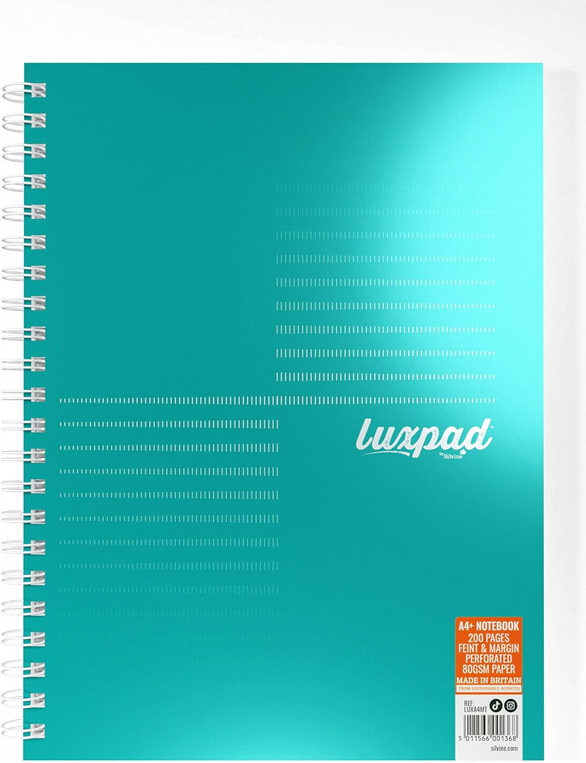 Silvine Luxpad Metallic A4+ FSC Wirebound Notebook - Lined (200 Pages) Pack of 3 & Zebra 2438 Z-Grip Smooth Retractable Ballpoint Pen - Black (Pack of 5) (Packaging May Vary
