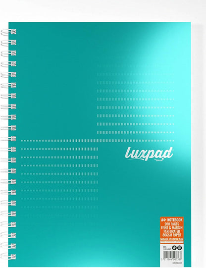 Silvine Luxpad Metallic A4+ FSC Wirebound Notebook - Lined (200 Pages) Pack of 3 & Zebra 2438 Z-Grip Smooth Retractable Ballpoint Pen - Black (Pack of 5) (Packaging May Vary