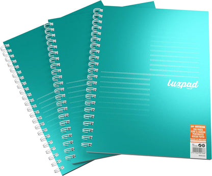 Silvine Luxpad Metallic A4+ FSC Wirebound Notebook - Lined (200 Pages) Pack of 3 & Zebra 2438 Z-Grip Smooth Retractable Ballpoint Pen - Black (Pack of 5) (Packaging May Vary