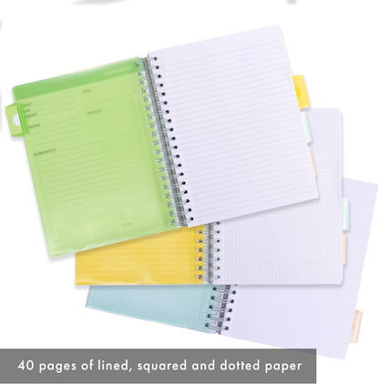 Pukka Pad, B5 Study Book - 120 Page, 60 Sheet B5 Notebook - Repositionable Dividers, Lined, Squared, & Dotted Paper, Schedules, Assignment & Grade Trackers, Exam Prep, and Revision Cards, 25.4 x 18cm