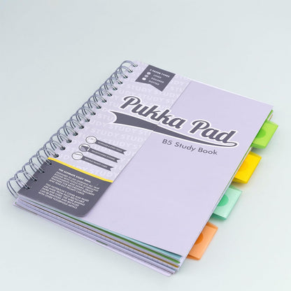 Pukka Pad, B5 Study Book - 120 Page, 60 Sheet B5 Notebook - Repositionable Dividers, Lined, Squared, & Dotted Paper, Schedules, Assignment & Grade Trackers, Exam Prep, and Revision Cards, 25.4 x 18cm