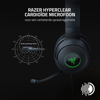 Razer Kraken V3 X USB - Wired USB Gaming Headset (ultra-lightweight at 285g, TriForce 40 mm drivers, HyperClear Cardioid Microphone, 7.1 surround sound, Chroma RGB