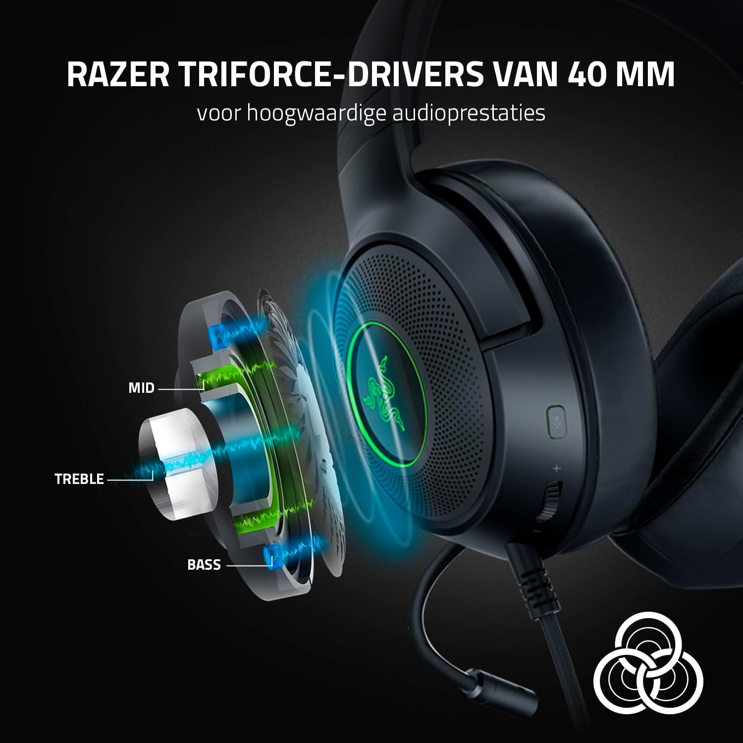 Razer Kraken V3 X USB - Wired USB Gaming Headset (ultra-lightweight at 285g, TriForce 40 mm drivers, HyperClear Cardioid Microphone, 7.1 surround sound, Chroma RGB