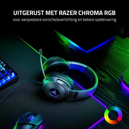 Razer Kraken V3 X USB - Wired USB Gaming Headset (ultra-lightweight at 285g, TriForce 40 mm drivers, HyperClear Cardioid Microphone, 7.1 surround sound, Chroma RGB