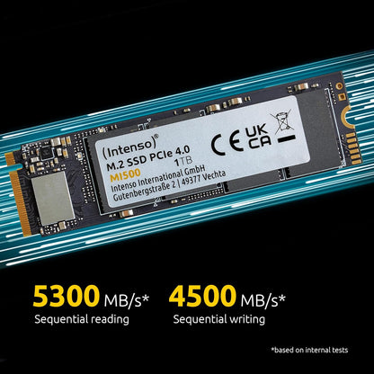 Intenso MI500 1TB NVMe SSD, M.2 Internal SSD, PCIe 4.0 Gen4x4, 5300MB/s Read, 4500MB/s Write, Solid State Drive, 1TB
