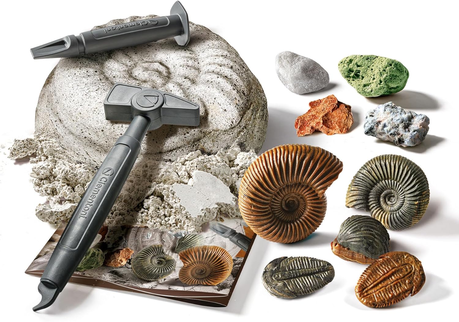 Clementoni - Scienza Lab Minerali Kit Fossils for Digging, Rocks, Science Game 6 Years, Paleontology for Children, Mineralogy, Laboratory in Italy, Made in Italy, Multi-Colour, 19371
